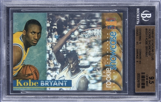 1996-97 Topps Stadium Club Rookie Showcase #RS11 Kobe Bryant Rookie Card - BGS GEM MINT 9.5